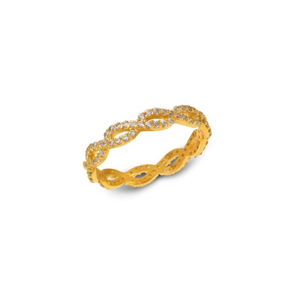 14k REAL GOLD Ladies Fancy CZ Band Ring size 8 - Picture 1 of 16